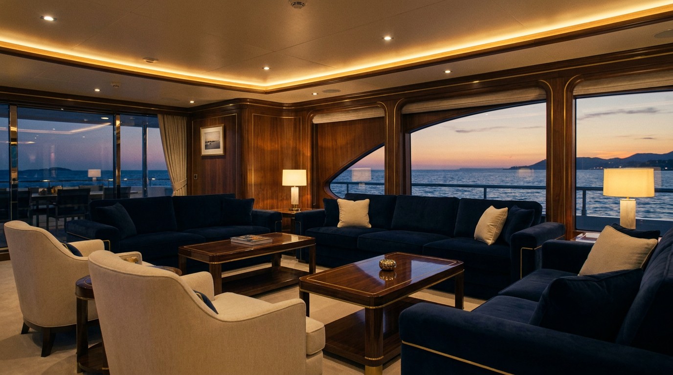 Luxury yacht salon interior