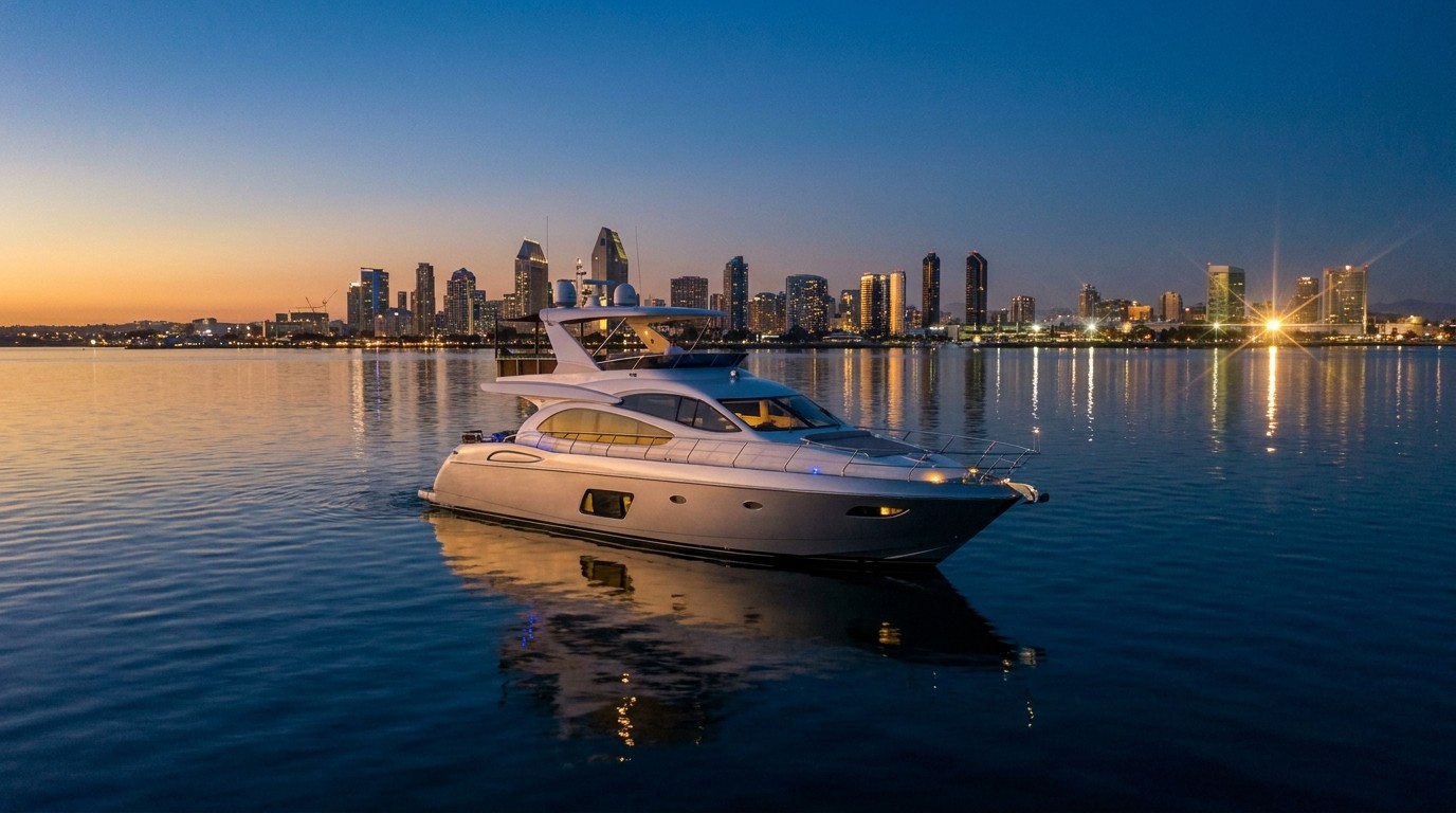 The yacht at blue hour